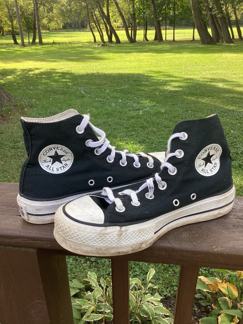 Converse Platform Black High Tops 7 *Need a good cleaning*